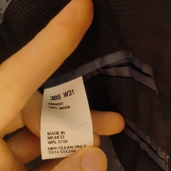 Strong Suit 38S 31w navy microcheck slim fit tailored soft tailoring 100% wool - Picture 6 of 12